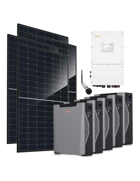 Kit fotovoltaico trifase 30360W inverter 30kW Solis batteria al litio 26.85kWh Weco 5k3 XP