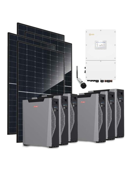Kit fotovoltaico trifase 30360W inverter 30kW Solis batteria al litio 32.22kWh Weco 5k3 XP
