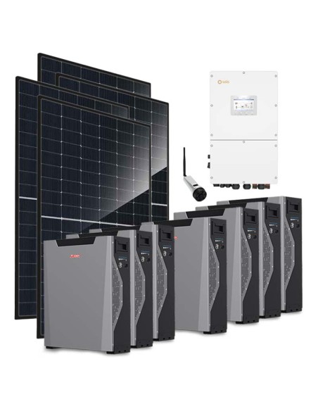Kit fotovoltaico trifase 30360W inverter 30kW Solis batteria al litio 37.59kWh Weco 5k3 XP