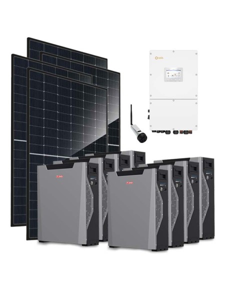 Kit fotovoltaico trifase 30360W inverter 30kW Solis batteria al litio 42.96kWh Weco 5k3 XP