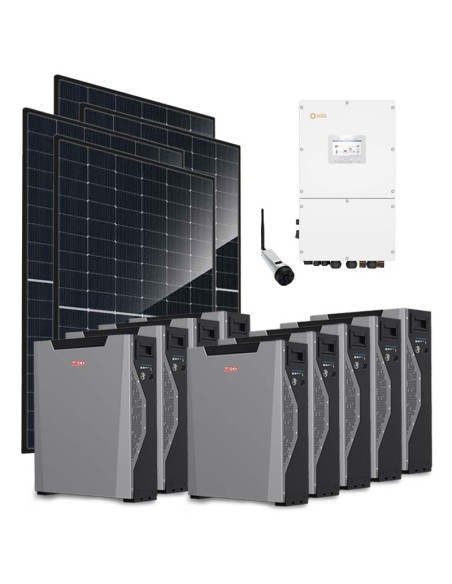 Kit fotovoltaico trifase 50600W inverter 50kW Solis batteria al litio 48.33kWh Weco 5k3 XP