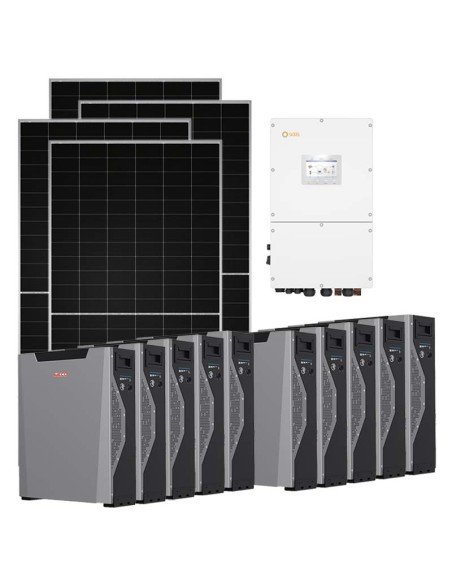Three-phase photovoltaic kit 48380W 50kW Solis inverter Weco 5k3 XP 64.44kWh lithium battery