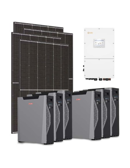 Three-phase photovoltaic kit 30600W 30kW inverter Solis 32.22kWh Weco 5k3 XP lithium battery
