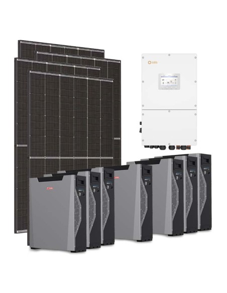 Three-phase photovoltaic kit 30600W 30kW inverter Solis 37.59kWh Weco 5k3 XP lithium battery