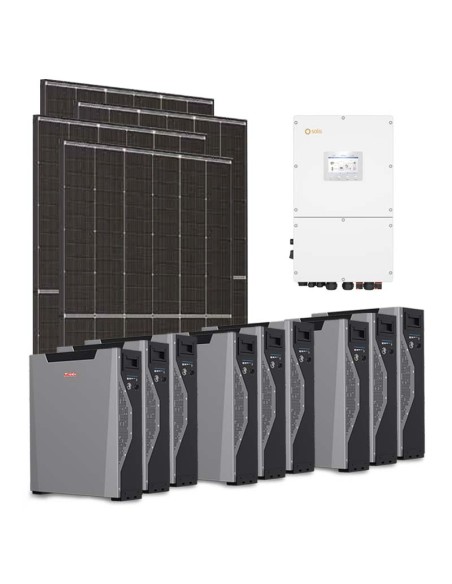 Three-phase photovoltaic kit 51000W 50kW inverter Solis 48.33kWh Weco 5k3 XP lithium battery