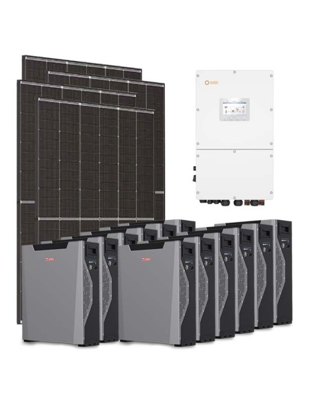 Three-phase photovoltaic kit 51000W 50kW inverter Solis 64.44kWh Weco 5k3 XP lithium battery