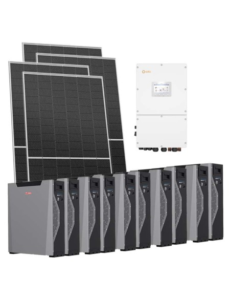 Trifase: vendita all'ingrosso Kit fotovoltaico trifase 52080W inverter 50kW Solis batteria al litio 53.70kWh Weco 5k3 XP