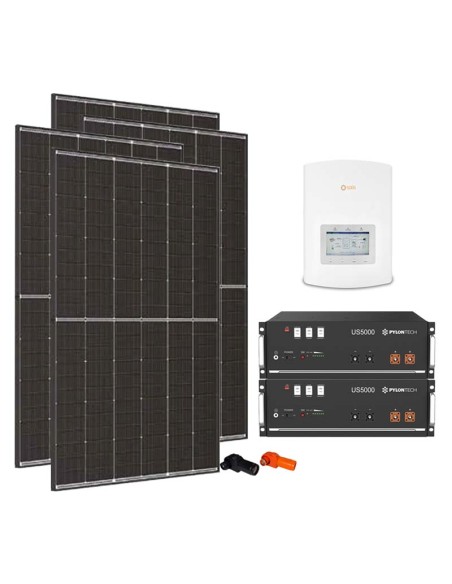 Monofase: vendita all'ingrosso Kit fotovoltaico monofase 5005W inverter 4.6kW batteria al litio 9.6kWh Pylontech US5000 Solis