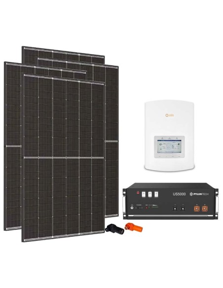 Monofase: vendita all'ingrosso Kit fotovoltaico monofase 6370W inverter 6kW batteria al litio 4.8kWh Pylontech US5000 Solis