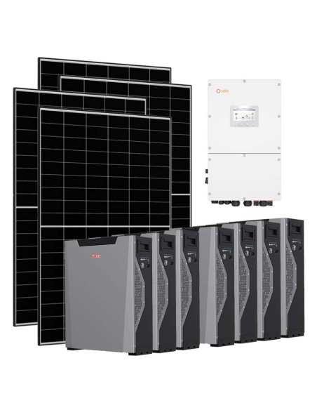 Three-phase photovoltaic kit 30080W 30kW Solis inverter Weco 5k3 XP 32.22kWh lithium battery