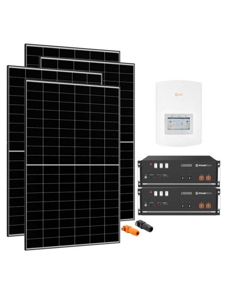 Single-phase photovoltaic kit 6580W 6kW inverter Solis Pylontech US5000 9.6kWh lithium battery