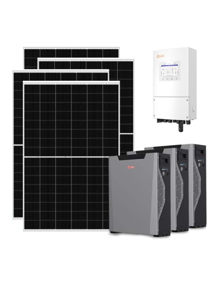 Kit fotovoltaico monofase 6370W inverter 6kW litio 16.1kWh Weco 5k3 XP Solis