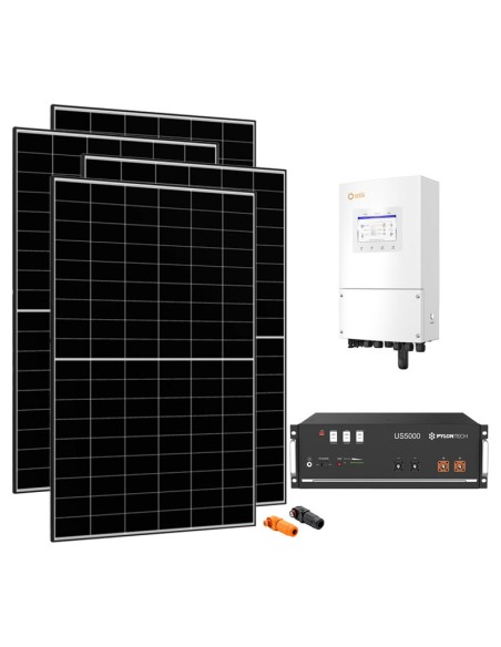 Single-phase photovoltaic kit 6370W 6kW Solis inverter 4.8kWh Pylontech US5000 lithium storage