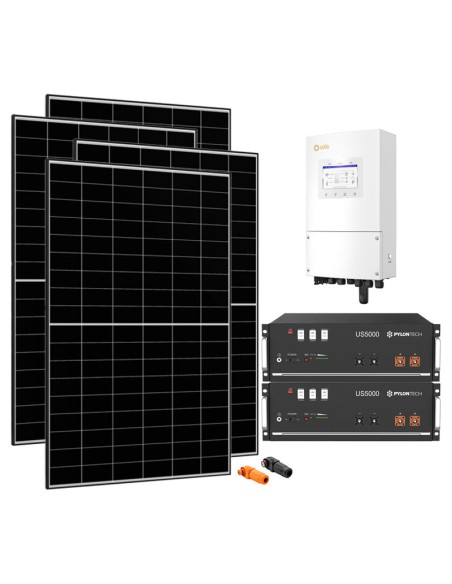 Monofase: vendita all'ingrosso Kit fotovoltaico monofase 6370W inverter 6kW Solis accumulo litio 9.6kWh Pylontech US5000