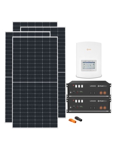 Single-phase photovoltaic kit 5265W 5kW inverter Solis Pylontech US5000 9.6kWh lithium batteries