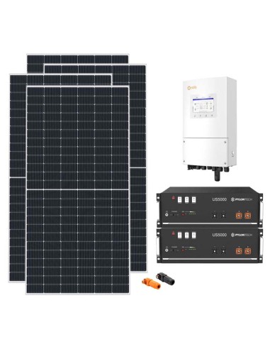Monofase: vendita all'ingrosso Kit fotovoltaico monofase 5850W inverter Solis 5kW batteria al litio 9.6kWh Pylontech US5000