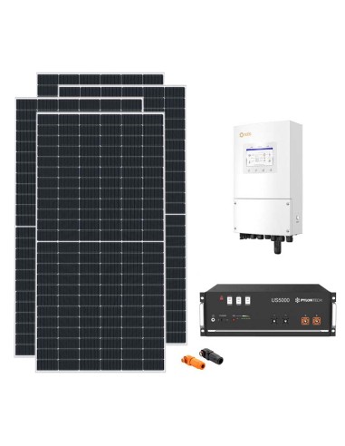 Monofase: vendita all'ingrosso Kit fotovoltaico monofase 7020W inverter Solis 6kW batteria al litio 4.8kWh Pylontech US5000