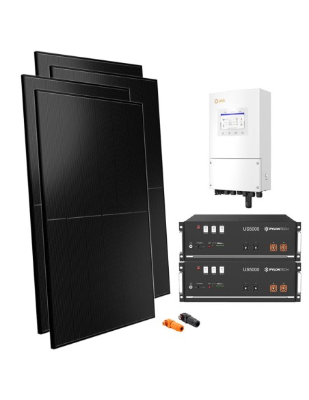 Single-phase photovoltaic kit 8000W 8kW Solis inverter Pylontech US5000 9.6kWh lithium storage