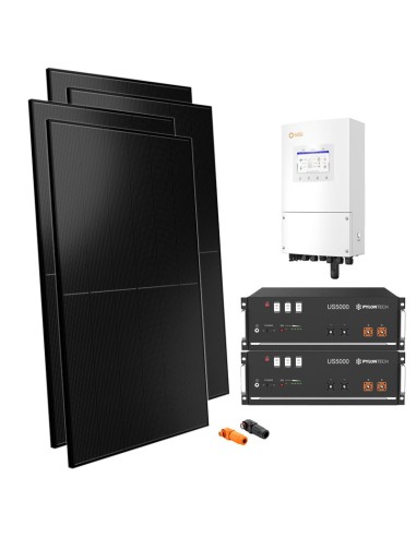 Single-phase photovoltaic kit 6000W 6kW Solis inverter Pylontech US5000 9.6kWh lithium storage