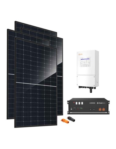 Single-phase photovoltaic kit 6440W 6kW Solis inverter Pylontech US5000 4.8kWh lithium battery