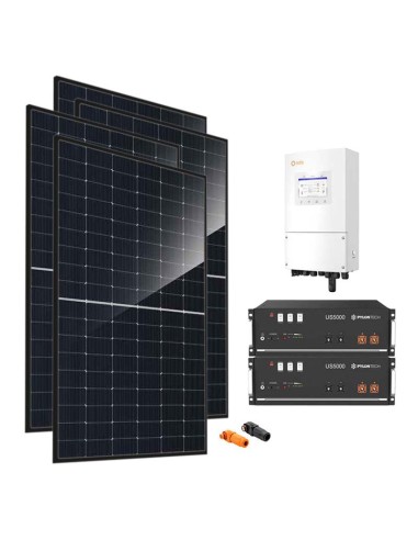 Single-phase photovoltaic kit 6440W 6kW Solis inverter Pylontech US5000 9.6kWh lithium battery
