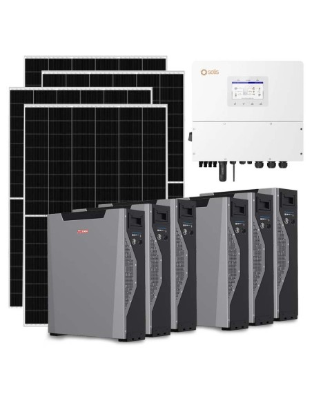 Three-phase photovoltaic kit 15470W 15kW Solis inverter 32.22kWh lithium battery Weco 5k3 XP