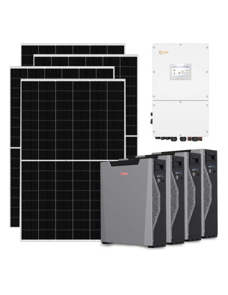 Three-phase photovoltaic kit 30030W 30kW Solis inverter 21.48kWh lithium battery Weco 5k3 XP