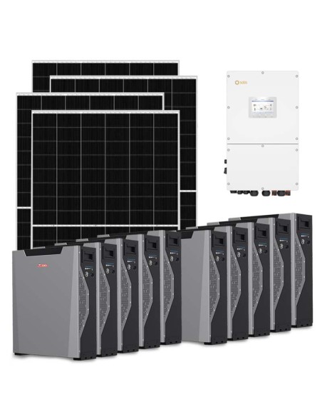 Kit fotovoltaico trifase 30030W inverter 30kW litio 53.7kWh Weco 5k3 XP Solis