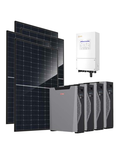 Monofase: vendita all'ingrosso Kit fotovoltaico monofase 6440W inverter 6kW accumulo litio 21.4kWh Weco 5k3 XP Solis