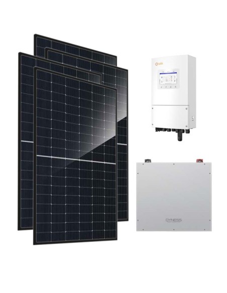 Monofase: vendita all'ingrosso Kit fotovoltaico monofase 6440W inverter 6kW Solis accumulo litio 5.12kWh Dyness DL5.0C