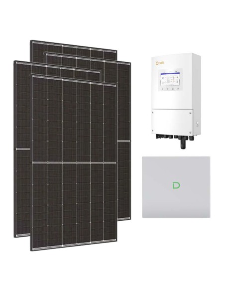 Monofase: vendita all'ingrosso Kit fotovoltaico monofase 5100W inverter 5kW Solis batteria al litio 10.24kWh Dyness Powerbox G2