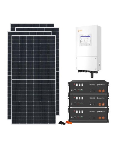 Kit fotovoltaico monofase 5850W inverter Solis 5kW batteria al litio 14.4kWh Pylontech US5000