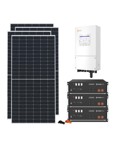 Single-phase photovoltaic kit 5850W 5kW Solis inverter Pylontech US5000 14.4kWh lithium battery