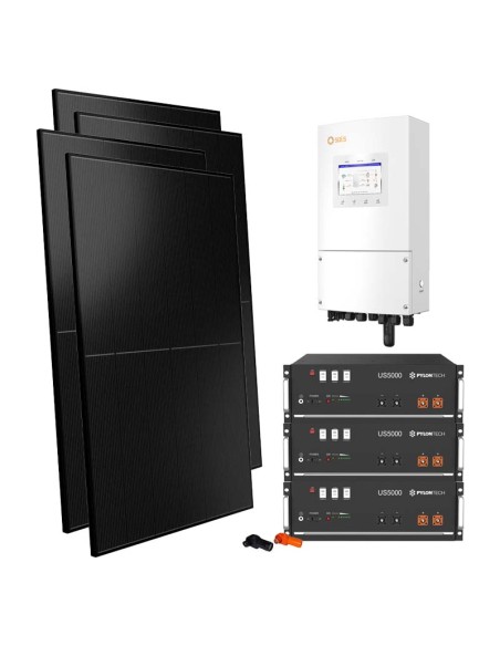 Single-phase photovoltaic kit 6000W 6kW Solis inverter Pylontech US5000 14.4kWh lithium storage