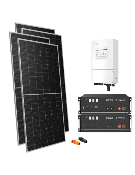 Monofase: vendita all'ingrosso Kit fotovoltaico monofase 7140W inverter 6kW Solis accumulo litio 9.6kWh Pylontech US5000