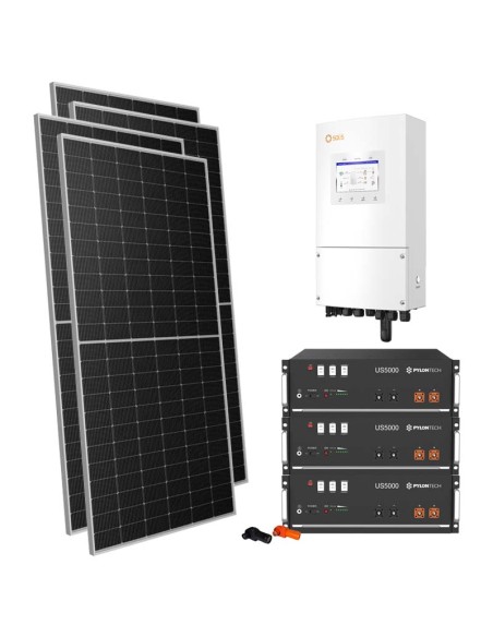 Single-phase photovoltaic kit 7140W 6kW Solis inverter Pylontech US5000 14.4kWh lithium storage