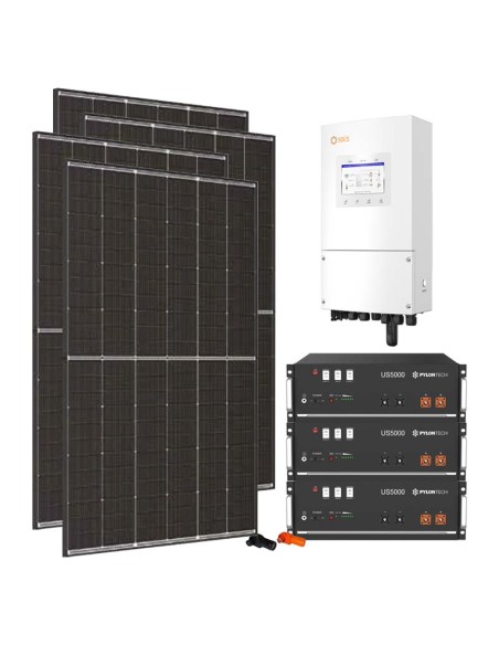 Single-phase photovoltaic kit 8100W 8kW Solis inverter Pylontech US5000 14.4kWh lithium battery