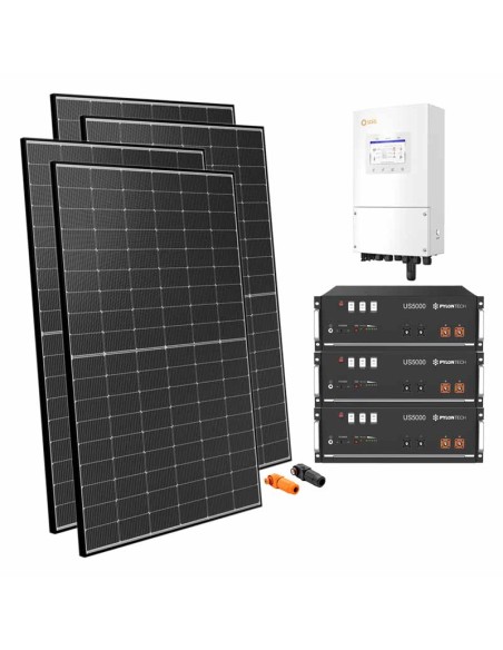 Single-phase photovoltaic kit 5400W 5kW inverter Solis Pylontech US5000 14.4kWh lithium battery