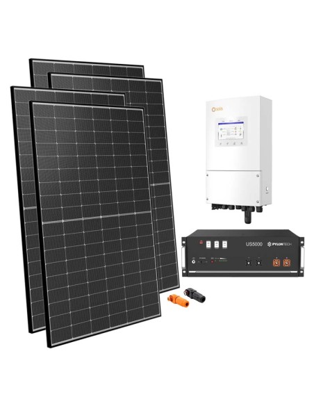 Single-phase photovoltaic kit 6300W 6kW inverter Solis Pylontech US5000 4.8kWh lithium battery