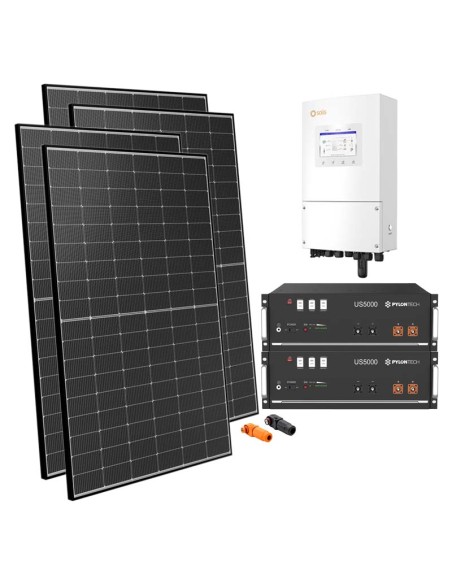 Single-phase photovoltaic kit 6300W 6kW inverter Solis Pylontech US5000 9.6kWh lithium battery
