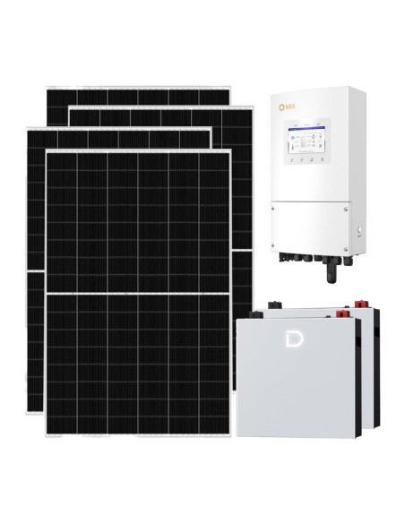 Monofase: vendita all'ingrosso Kit fotovoltaico monofase 4095W inverter 3.6kW Solis LV batteria al litio 10.24kWh Dyness DL5....