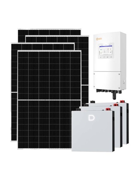 Monofase: vendita all'ingrosso Kit fotovoltaico monofase 5460W inverter 5kW Solis LV batteria al litio 15.36kWh Dyness DL5.0C...