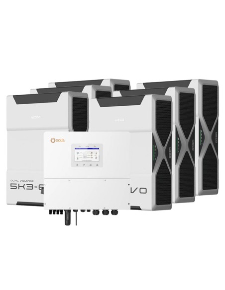 Three-phase storage system 12kW Solis inverter 31.32kWh Weco EVO 5k3 lithium battery