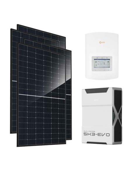 Single-phase photovoltaic kit 4600W 4.6kW Solis inverter 5.22kWh Weco EVO 5k3 lithium battery