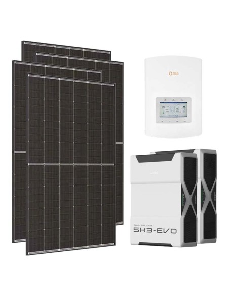 Single-phase photovoltaic kit 3185W 3kW Solis inverter 10.44kWh Weco EVO 5k3 lithium battery
