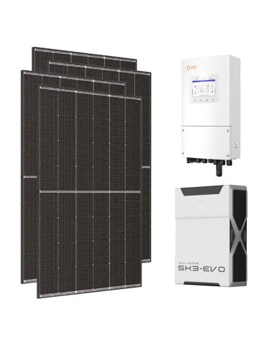 Single-phase photovoltaic kit 3640W 3.6kW Solis LV inverter 5.22kWh Weco EVO 5k3 lithium battery