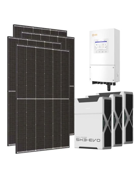 Single-phase photovoltaic kit 8190W 8kW Solis LV inverter 15.66kWh Weco EVO 5k3 lithium battery