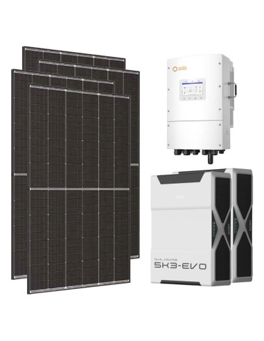 Three-phase photovoltaic kit 12740W 12kW Solis LV inverter 10.44kWh Weco EVO 5k3 lithium battery