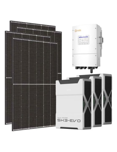 Three-phase photovoltaic kit 12740W 12kW Solis LV inverter 15.66kWh Weco EVO 5k3 lithium battery