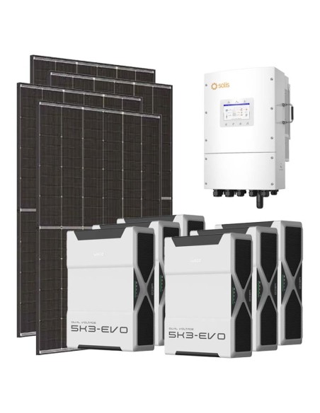 Three-phase photovoltaic kit 12740W 12kW Solis LV inverter 31.32kWh Weco EVO 5k3 lithium battery